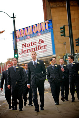 Groomsmen walking in formation