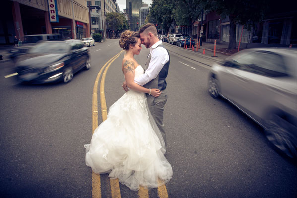 newlyweds middle of street