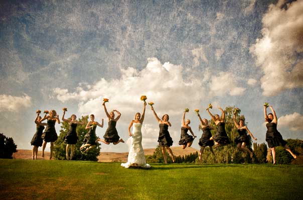 Jumping Bridal party